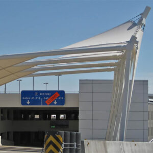 DFW International Airport Terminal A Parking Underground passage entrance and exit membrane structure park stage tension membrane outdoor restaurant landscape sunshade