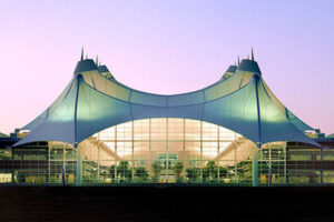 Membrane structure inlet and outlet